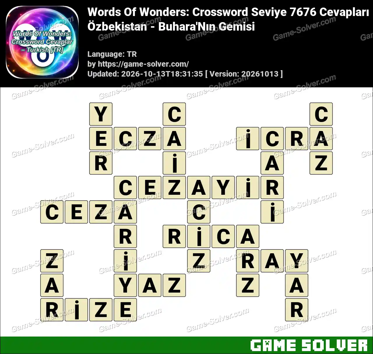 Words Of Wonders: Crossword Seviye 7676 Cevapları – Özbekistan – Buhara’Nın Gemisi